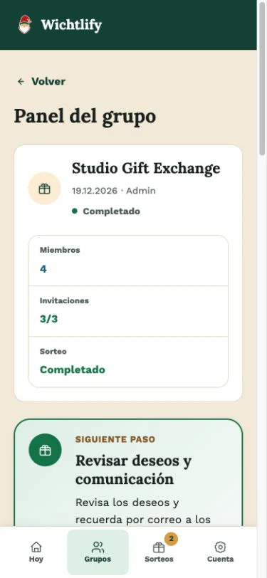 Mira qué queda por hacer en la aplicación web de Wichtlify