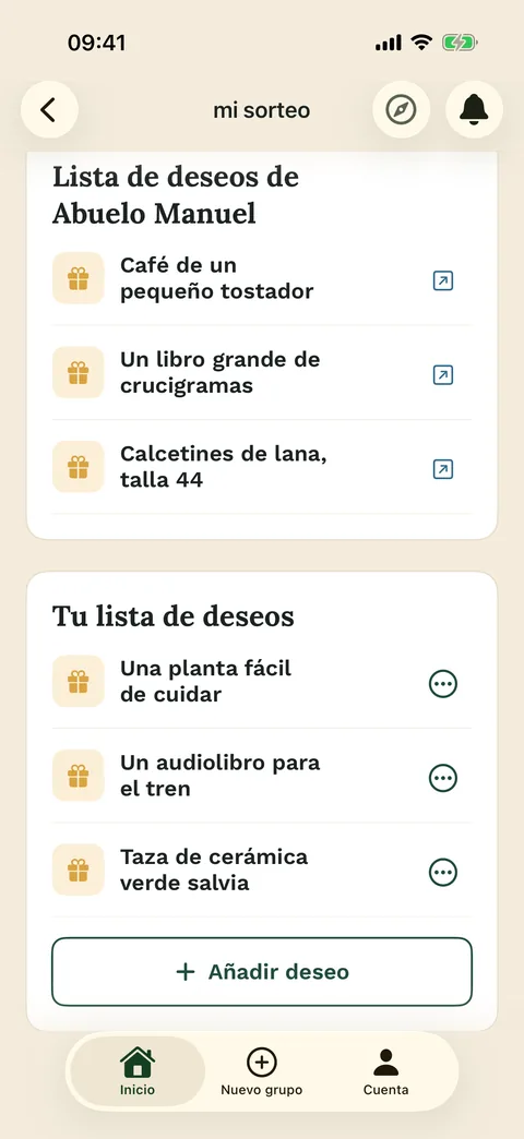 Los deseos junto al sorteo – en la app para iPhone